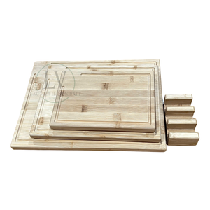 Ensemble personnalisé de 3 planches à découper rectangulaires en bambou avec rainure pour jus, logo gravé sur mesure, épaisseur 2,0 cm, marque LAC VIET - Product Image 3