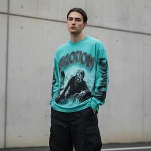 Nouveau sweat-shirt d'été à col rond, logo personnalisé, 100 % coton épais, manches longues, style vintage délavé, mode urbaine - Product Image 6