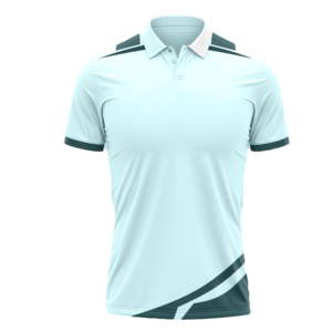 Polo pour homme bleu clair et vert foncé à blocs de couleur, manches courtes, col rabattu, en polyester anti-humidité, coupe athlétique - Product Image 6