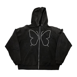 Sweat à capuche personnalisé avec strass unisexe, pull oversize brillant, broderie de lettres en cristal, streetwear - Product Image 1
