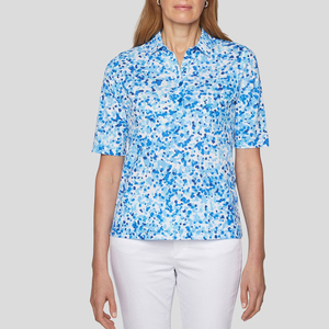 Chemise polo pour femme, coupe ajustée, imprimé décontracté, sublimation, tissu respirant, disponible en stock, prix avantageux - Product Image 1