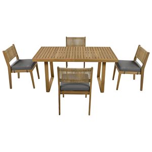 U_Style tavolo da pranzo all'aperto e sedia Set Multi-persona legno di Acacia con cuscini spessi per balcone o giardino - Product Image 3
