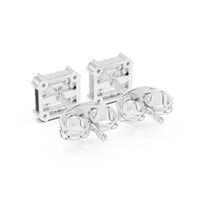 Luxury <b>Silver</b> Princess Cut Halo Diamond <b>Stud</b> <b>Earrings</b> Womens Fine Jewelry - Product Image 3