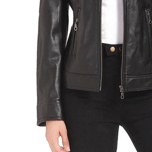 High Quality Women Genuine Leather Jacket Style Crop Biker Type Genuine Lambskin Leather Jacket For Women's - Product Image 6