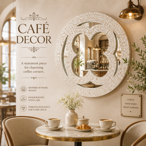 Espejo Decorativo de Pared con Incrustaciones de Madreperla de Lujo, Mosaico Hecho a Mano con Conchas y Vidrio Artístico para Sala de Estar, Baño y Decoración del Hogar - Product Image 1