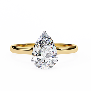 Anillo de Compromiso Clásico con Diamante Cultivado en Laboratorio de 2 Quilates, Corte Pera, Oro de 10k, 14k, 18k, Certificado IGI, Diamante VS DEF para Aniversario o Boda - Product Image 1