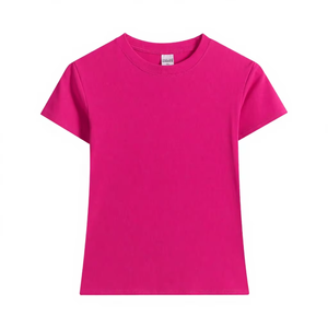 เสื้อยืดคอกลมแขนสั้นสีชมพูล้วนสำหรับผู้ชาย ทรงปกติ สไตล์ลำลอง - Product Image 5