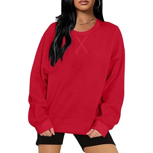 Sudadera Oversize de Mujer con Cuello Redondo, Color Liso, Manga Larga, Hombros Caídos, Tejido de Algodón, Jersey Casual de Otoño - Product Image 1