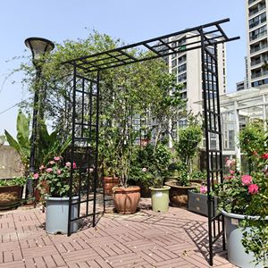 Arco da Giardino in Metallo a Larghezza Regolabile da 13,00m a 23,80m, Nero, per Esterni, con Supporto per Piante Rampicanti, Ideale per Matrimoni - Product Image 6