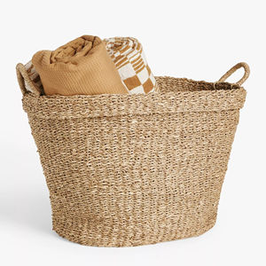 Panier ovale souple en jonc de mer, fait main, naturel, pour rangement, vente en gros, écologique, fabriqué au Vietnam - Product Image 1