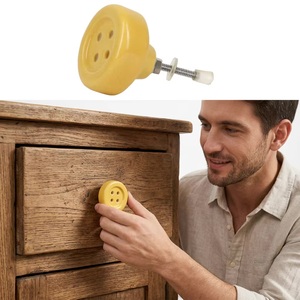 Ba Yellow Round Bone Horn <b>Brass</b> Wood Furniture <b>Knob</b> Handle for Drawer Cabinet Wardrobe Storage Modern Design Easy Installation - Product Image 2