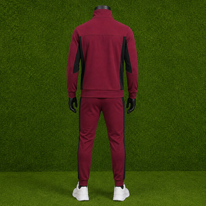 Ensemble de survêtement homme personnalisé avec logo, col montant zippé, coupe ajustée, tenue de sport athlétique 2 pièces (sweat-shirt et pantalon de jogging) - Product Image 3