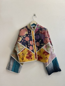 Indian Handmade Kantha Quilted Cotton <b>Jacket</b> For Women <b>Patchwork</b> Boho <b>Jacket</b> - Product Image 3