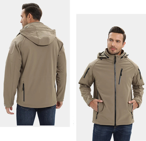 Custom Men's Winter Quilted Windproof Waterproof Jacket Canvas Fabric Zipper Closure Solid Color Dyed Processing Logo Options - Product Image 2