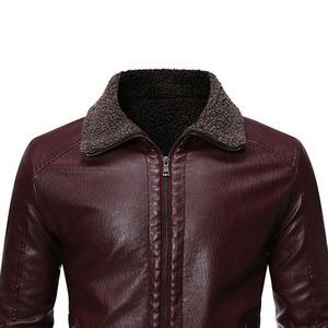 Blouson moto en cuir PU marron pour homme, col montant, fermeture éclair, coupe ajustée, style moto, vêtement d'extérieur d'automne, fabriqué au Pakistan - Product Image 3