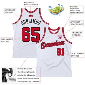 Maillot de basket-ball personnalisé blanc, rouge et noir, cousu, uniforme professionnel pour l'équipe des chimpanzés, maillot d'entraînement respirant en maille - Product Image 2