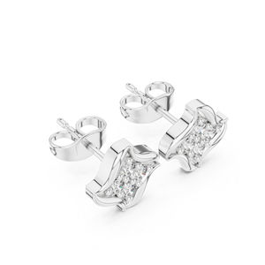 Boucles d'oreilles en or rose 14 carats avec diamant rond cultivé en laboratoire pour un usage quotidien, pour femmes |   Nouveau diamant cultivé - Product Image 6