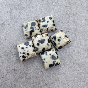 Cabochon carré en jaspe dalmatien naturel, dos plat, calibré, pierre précieuse en vrac - Product Image 6