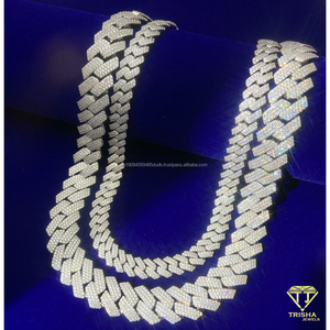 Chaîne cubaine de luxe en argent sterling 925 avec diamants Moissanite, bijoux hip-hop haut de gamme pour la vente en gros et les importateurs internationaux - Product Image 4