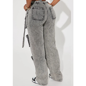 Pantalones Cargo Personalizados con Logotipo para Mujer, Pantalones Cargo Casuales de Algodón con Múltiples Bolsillos, Pantalones Cargo de Moda Urbana OEM - Product Image 5