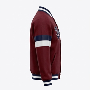 <b>Men's</b> Varsity <b>Jacket</b> With <b>Cream</b> Sleeves Custom Teamname Print Style Button Front College <b>Jacket</b> - Product Image 3
