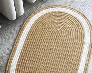 Alfombras Trenzadas Ovaladas de Yute y Algodón para Exteriores, Alfombra y Tapete de Lujo Personalizados para Exteriores, Balcón, Mesa de Centro Estilo Boho, Antideslizante para Dormitorio - Product Image 2