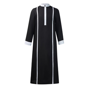 Service OEM – Nouvelle mode ethnique : Qamis/Jubba islamique pour homme, en coton respirant, longueur cheville, motif uni, idéal pour le Ramadan - Product Image 4