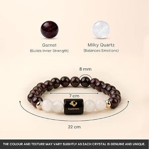 Bracelet du zodiaque Capricorne avec perles de cornaline et plaque en cuivre ornée d'un symbole sanskrit - Product Image 5