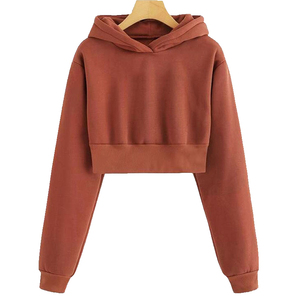 Custom Women Crop Top Hoodie Casual Women's Hoodies & Sweatshirts Long Sleeves <b>Pullover</b> Cropped Hoodie for Woman - Product Image 3