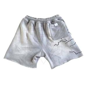 Export Quality Sporty Casual Men's Denim Shorts Light Blue Acid Wash Slim Fit Distressed <b>Raw</b> Frayed Hem Mid Waist 100% Cotton - Product Image 5