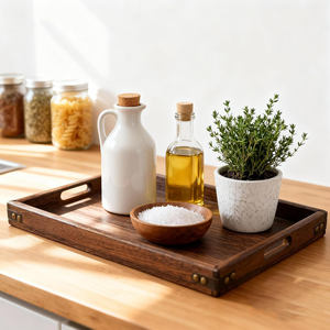 Bandeja de Servir de Madera de Teca de Lujo, con Acabado Natural Elegante, para Hoteles, Restaurantes y Decoración del Hogar, Suministro al por Mayor - Product Image 2