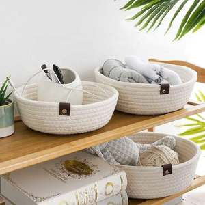 Farmhouse Cotton Rope Tray Decorative Storage Solution Woven Cotton Rope Tray for Nursery and Toy Storage OEM ODM Wholesale - Product Image 2