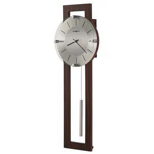 Hermès <b>Wall</b> <b>Clock</b> Minimalist Design Wooden Frame Silver Dial <b>Pendulum</b> Home Decor Living Room - Product Image 1