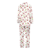 Ensemble de pyjama en satin écologique pour homme à manches longues avec imprimé rennes de Noël, 100 % soie de mûrier, vêtements de nuit d'hiver, ensemble décontracté tissé