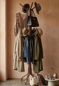 Porte-manteau moderne en bois avec 12 crochets, design scandinave, meuble de rangement autoportant pour entrée et salon - Product Image 4