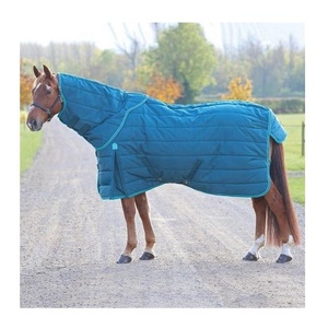 Manta Impermeable para Caballo, Cuello Alto, Tela Oxford Azul, Solapa Media para la Cola, 2 Correas para las Patas, Uso en Todas las Estaciones al Aire Libre - Product Image 5