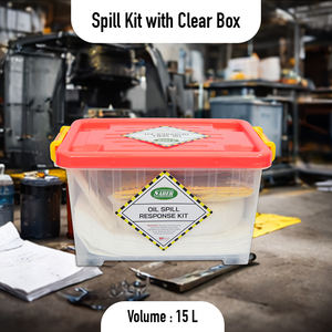 Kit anti-déversement d'huile 15L avec boîte de rangement transparente, tampons et chaussettes absorbantes d'urgence pour atelier et usine - Product Image 3