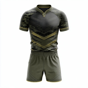 ชุดกีฬารักบี้ฟุตบอล เสื้อเจอร์ซีย์ติดกระดุม กางเกงขาสั้น ชุดเซ็ต 100% โพลีเอสเตอร์ ชุดยูนิฟอร์มกีฬารักบี้ฟุตบอล - Product Image 2