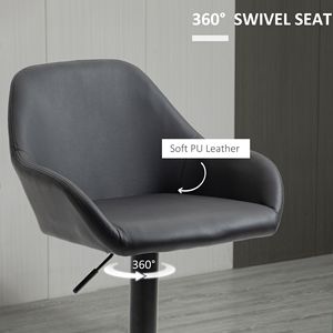 Swivel Bar <b>Stools</b> <b>with</b> <b>Backs</b> and Foot Rest Round Base Soft PU Leather Black Bar Chair for Kitchen Gym-Multifunctional - Product Image 6