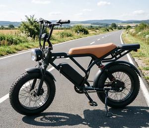 Bicicleta eléctrica de montaña con llantas gruesas, cuadro retro, bicicleta de cercanías con batería de litio de 48V20Ah, faro delantero y portaequipajes trasero. - Product Image 2