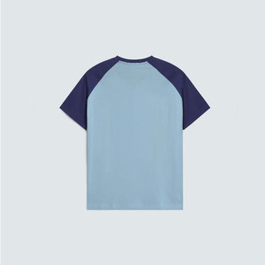 T-shirt à manches raglan pour homme, col rond, coupe classique, couleur unie, bordure contrastée, décontracté, 100% coton, tissu tricoté, écologique, 220g - Product Image 3