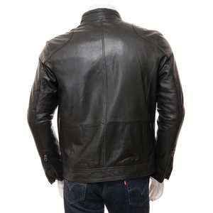 Blouson en cuir pour homme, style motard, chaud pour l'hiver, avec col montant et manches longues, tendance, vente en gros - Product Image 2