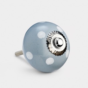 <b>Knob</b> ceramic Ceramic Cabinet <b>Knob</b> Round <b>White</b> with Blue Dots Handcrafted Kitchen <b>Door</b> - Product Image 2