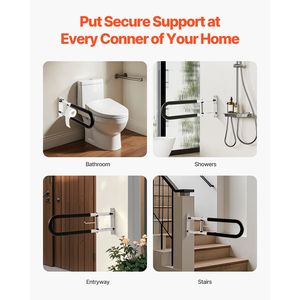 Barra di supporto pieghevole a U da 30 pollici per anziani, antiscivolo, di grado ospedaliero, con corrimano di sicurezza - Product Image 2