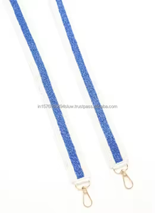 White Beaded Bag <b>Strap</b> Custom Lettering Seed Beads Handles Star Pattern Embroidered Shoulder Purse <b>Crossbody</b> Accessory Wholesale - Product Image 6