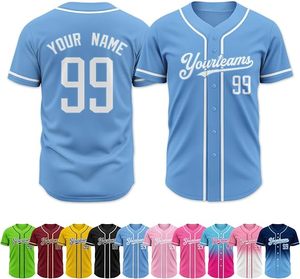 Maillot de baseball unisexe de haute qualité, chemises boutonnées, vêtements de sport d'équipe, logo personnalisé, 100% polyester, séchage rapide, respirant, col en V - Product Image 5