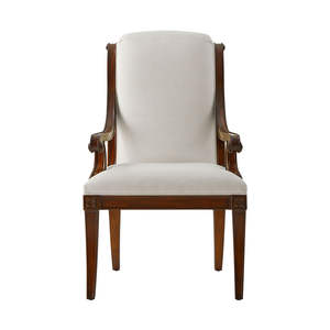 Fauteuil de salle à manger rembourré classique et moderne avec pieds en bois de mahogany massif pour la maison, le bureau, l'appartement et la décoration d'hôtel - Product Image 3