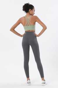 Women's 2 Piece Yoga Set Crew Neck Spaghetti Strap <b>Crop</b> Top Mid Waist Full Length <b>Leggings</b> Solid Blue Breathable Polyester - Product Image 3