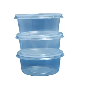 2024 neuer mikrowellen-sicherer 350 ml-PP-Kunststoff-Lebensmittelbehälter runde Form zum Mitnehmen-Schachtel mit Deckel transparente Ablagebehälter & Schachteln