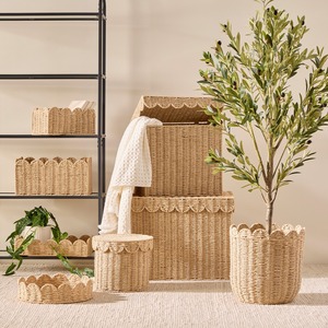 Seagrass <b>basket</b> <b>lid</b> covering the mouth seashell Handmade Storage <b>Basket</b> Wholesale eco-friendly Made in Viet Nam - Product Image 5